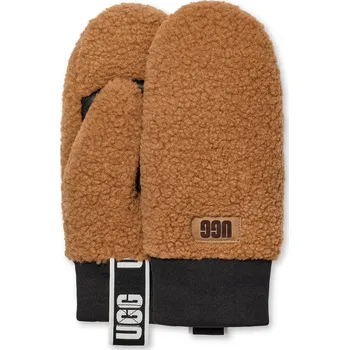 Rukavice Dámské Rukavice UGG W UGGFLUFF MITTEN WITH LOGO TAPE 101099-CHE – Hnědá S/M