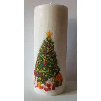 Svíčka Svíčka s vánočním motivem 4, Barva olivová, Vůně vanilka