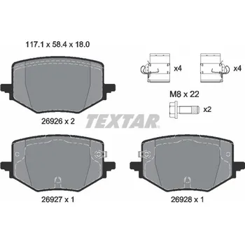Brzdová destička Sada brzdových destiček, vždy 4 kusy v sadě TEXTAR 2692601