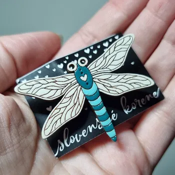 Brož Brož dřevěná malovaná - vážka