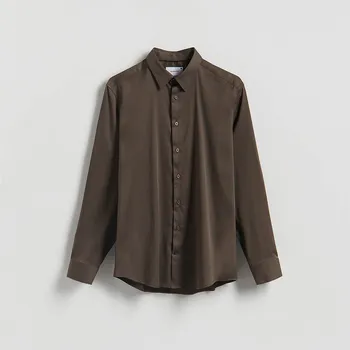 Pánská košile Reserved - Jednobarevná košile slim fit - hnědá - TH535-88X - TH535-88X-L