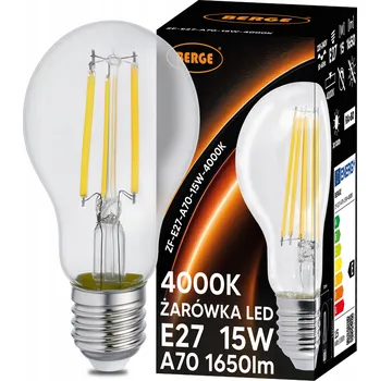 BERGE LED žárovka s vláknem E27 - 15W - neutrální bílá