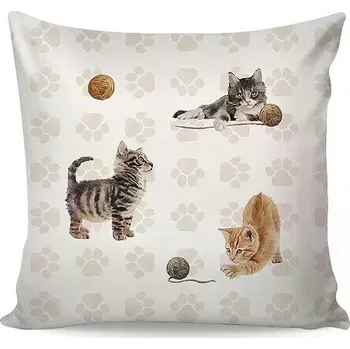 Povlak na dekorativní polštářek Matějovský Povlak na polštářek 40 x 40 cm bílý/kočky