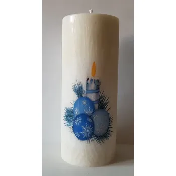 Svíčka Svíčka s vánočním motivem 5, Barva bílá, Vůně borůvka