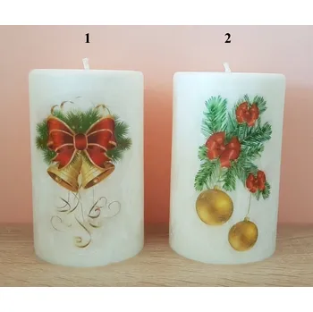 Svíčka Svíčky s vánočními motivy, Barva žlutá, Vůně skořice, Varianta 1