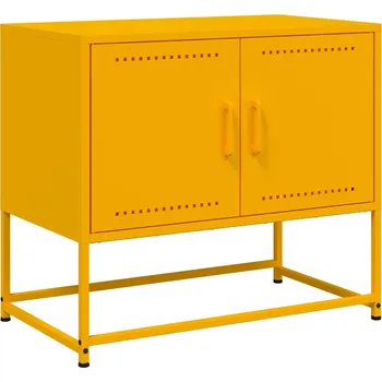 Televizní stolek TV stolek v industriálním stylu, hořčicová barva, 68,5x39x60,5 cm