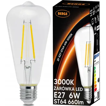BERGE LED žárovka s vláknem E27 - ST64 - 8W - teplá bílá