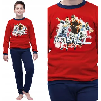 Chlapecké pyžamo PYŽAMO FOTBALOVÉ CHLAPECKÉ BAVLNĚNÉ 176 ČERVENÁ 176