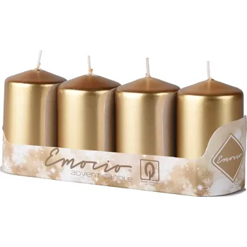 Svíčka Emocio Válec 4ks 40x80mm Metal zlaté svíčky 4x80 gram 330 gram