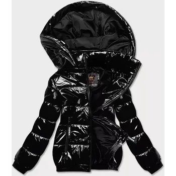 Černá lesklá dámská bunda se stahovacím lemem (LD7250) odstíny černé M (38)