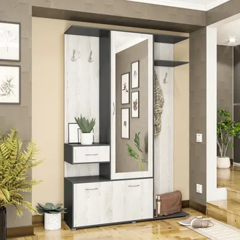 Předsíňová stěna Předsíňová sestava NEKOR 140 cm, antracit a light artwood