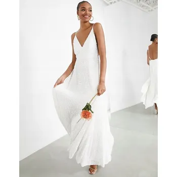 Dámské šaty ASO EDITION svatební šaty na špagetová ramínka, délka ke kotníkům, velikost 40