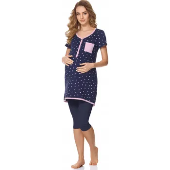 Dámské noční prádlo Bellivalini Těhotenské pyžamo ke kojení Krátké Legíny Kapsy Bavlna S