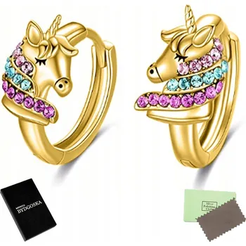 Náušnice ZLATÉ NÁUŠNICE 925 PRO DÍVKU JEDNOROŽCI