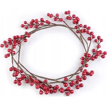 umělá květina Větvička / girlanda jeřabiny červená tmavá
