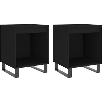 Noční stolek Noční stolek z dřevěného materiálu, černý, 40x35x50 cm