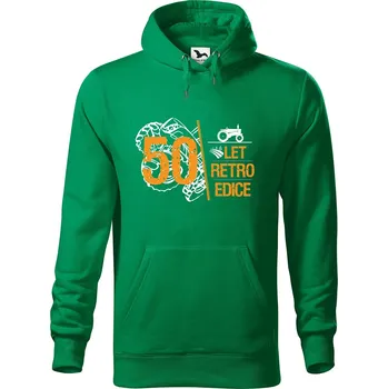 Pánská mikina Pánská mikina s potiskem Retro edice traktor Velikost (muž): 2XL, Vyberte barvu: Středně zelená