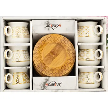 Turecké šálky na kávu + dřevěné podšálky 6 Ks