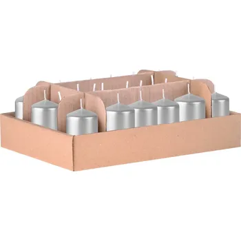 Svíčka Válec 24ks 40x60 Metal stříbrné svíčky 24x62 gram 1650 gram