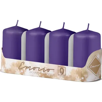 Svíčka Emocio Válec 4ks 50x90mm fialové svíčky 4x130 gram 530 gram