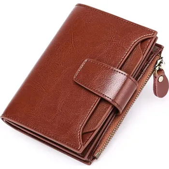 Peněženka Dámská peněženka z pravé kůže – zip, kapsa na mince Barva (Varianta): Hnědá