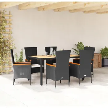 Sada zahradního nábytku z umělého ratanu VidaXL, černá, 7 dílů