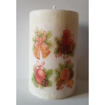 Svíčka Svíčka s vánočním motivem 1, Barva olivová, Vůně rozmarýn