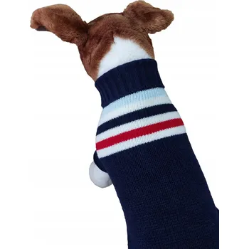 Dámský svetr SVETR PRO PSA VLNĚNÝ SVETR NA ZIMU TMAVĚ MODRÝ S PRUHY XL