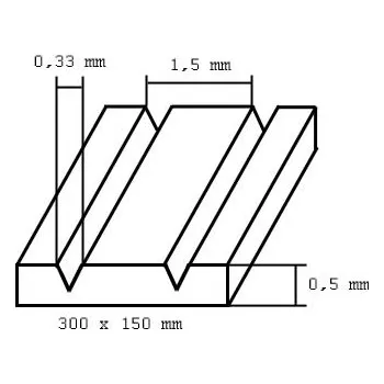 deska 150x300x0,5mm s drážkami "V", rozteč 1,5mm Evergreen 2060