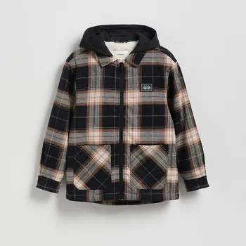 Reserved - Bavlněná bunda s kapucí - tmavě hnědá - PL600-89X - PL600-89X-164