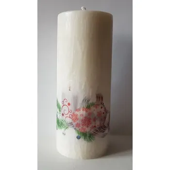 Svíčka Svíčka s vánočním motivem 3, Barva olivová, Vůně Ibišek růžový květ