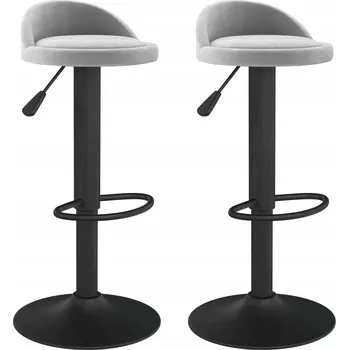 Barová židle Barová stolička světle šedá, samet, ocel, 36x38x(72-94) cm