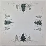 Vánoční ubrus stromečky zelené a stříbrné na bílé 120x140