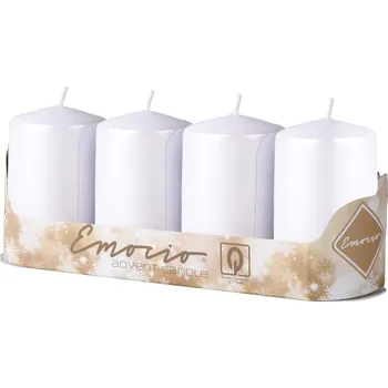 Svíčka Emocio Válec 4ks 40x80mm Metal Perla bílé svíčky 4x80 gram 330 gram