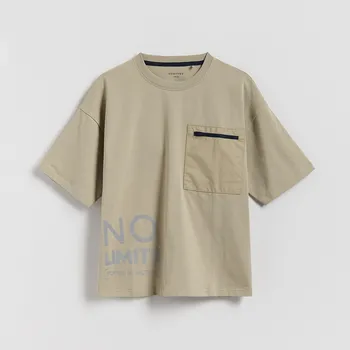 Chlapecké tričko Reserved - Bavlněné oversize tričko - tělová - 039FH-02X - 039FH-02X-134