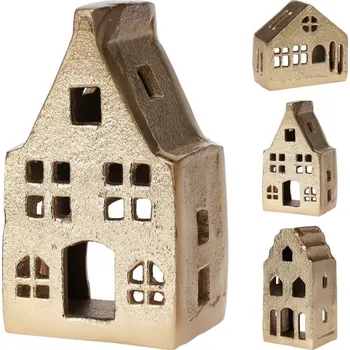 Svícen Svícen hliník na čajovou svíčku domky mix, zlatá 200 gram