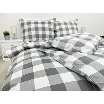 Povlečení Bavlněný povlak na polštář 70x90 - Káro šedé II.jakost Zapínání: zip, Velikost polštáře: 70x90