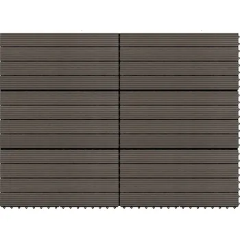 Terasové prkno Terasové WPC dlaždice 60x30 cm tmavě hnědé 1,08 m2