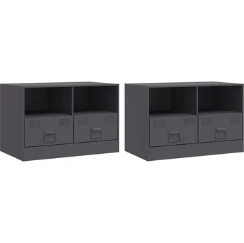 Televizní stolek TV stolek antracitový 67x39x44 cm - válcovaná ocel