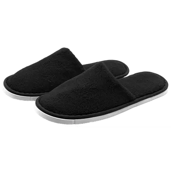 Pánské pantofle Hřejivé pantofle flísové v eko sáčku, zavřená špička, černé - 10 ks v balení