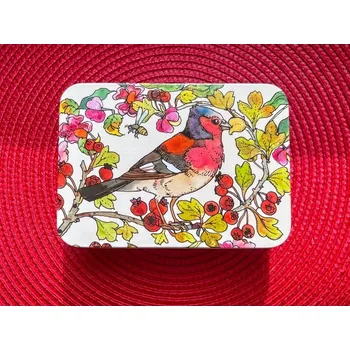 Dóza na potraviny Elite Tins UK Hranatá dóza s pěnkavou od Emmy Bridgewater