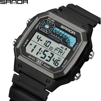 Hodinky Elektronické hodinky SANDA – lehké, noční osvětlení, voděodolné Barva (Varianta): Černá