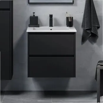 Koupelnový nábytek Koupelnová skříňka s umyvadlem MOLDE 60 cm černá