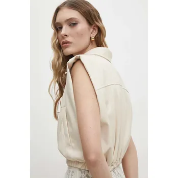 Dámská vesta Vesta Answear.LAB béžová barva, jednořadá kzd02b.tdb 80X, vel. M