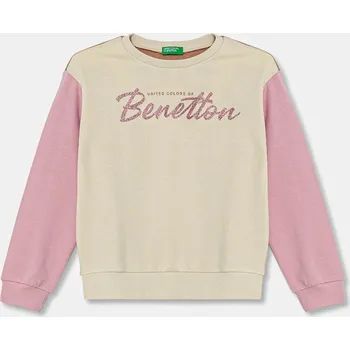 Chlapecká mikina Dětská bavlněná mikina United Colors of Benetton béžová barva, s potiskem, 3J68C10MX 3J68C10MX.G.Seasonal 01X, vel. 168