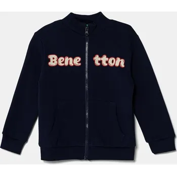 Chlapecká mikina Dětská bavlněná mikina United Colors of Benetton tmavomodrá barva, s potiskem, 3J70G503M 3J70G503M.P.Seasonal 59X, vel. 82