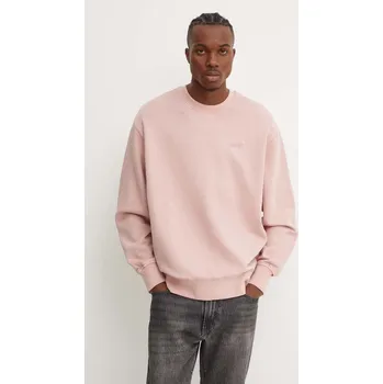 Pánská mikina Mikina Levi's pánská, růžová barva, s kapucí, hladká, A9244 30X, vel. S