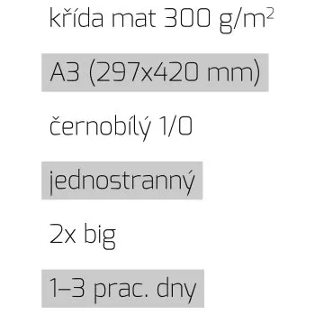 Tiskopis Leták 2xbig A3 1/0 křída mat 300 g/m2 LT-A3-1/0-300-K-2xBig Nižší cena pro více kusů!