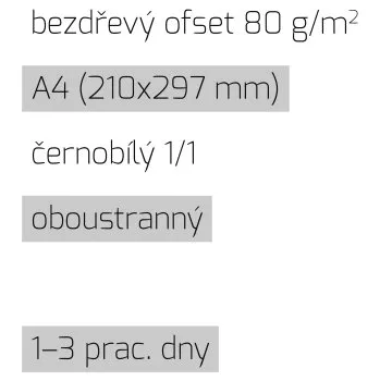 Tiskopis Leták A4 1/1 bezdřevý ofset 80 g/m2 LT-A4-1/1-80-BO Nižší cena pro více kusů!