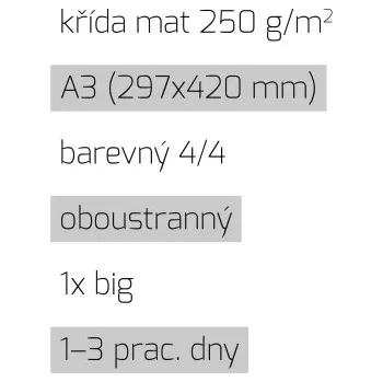 Tiskopis Leták 1xbig A3 4/4 křída mat 250 g/m2 LT-A3-4/4-250-K-1xBig Nižší cena pro více kusů!